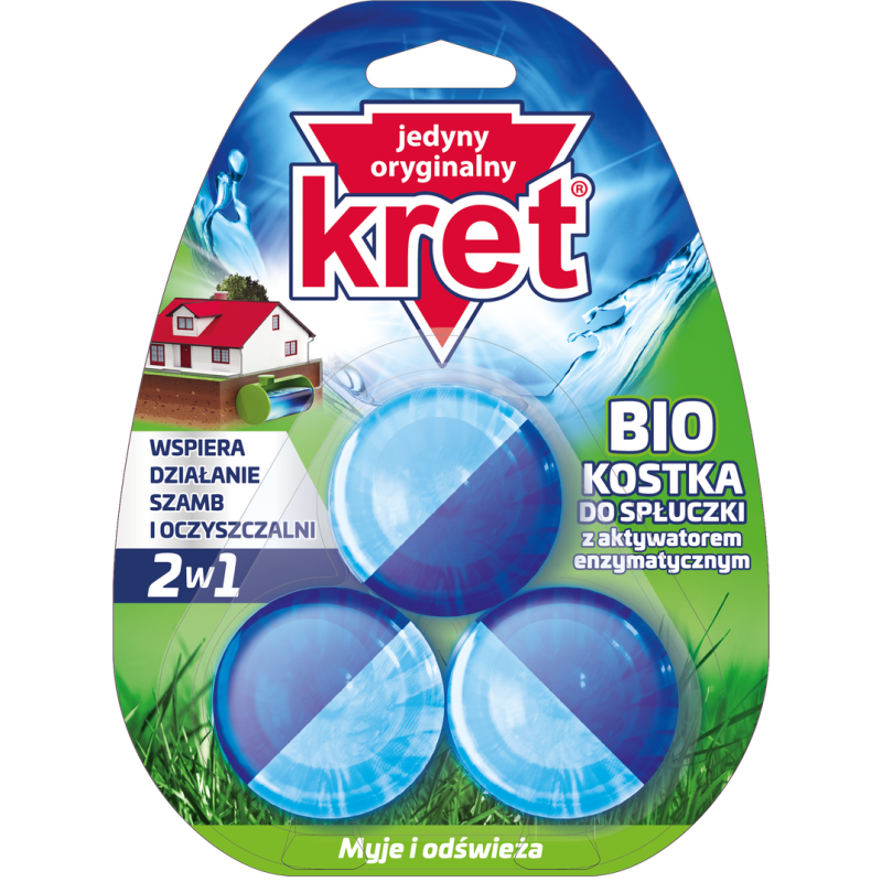 KRET BIO kostka do spłuczki z aktywatorem enzymatycznym (3 x 50g)